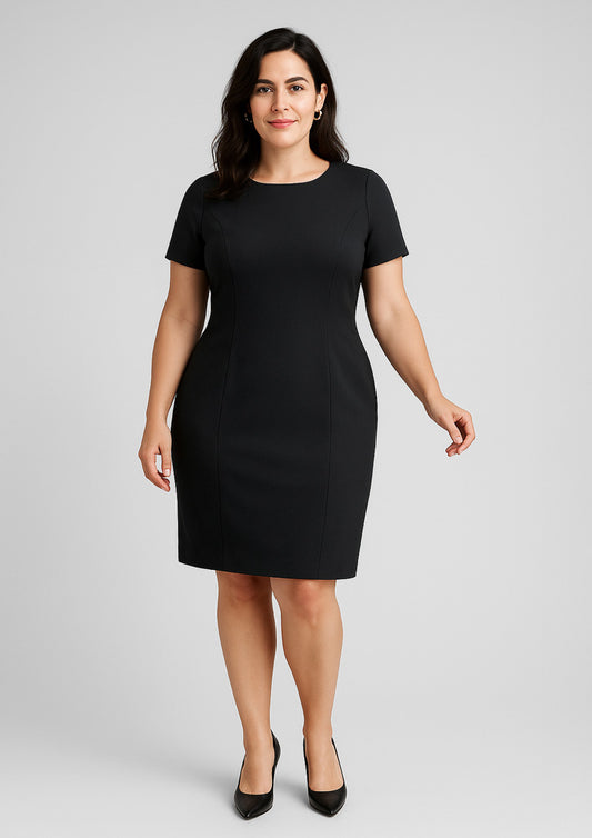 BIZ CORPORATES Womens Comfort Wool Stretch Short Sleeve Shift Dress 34012