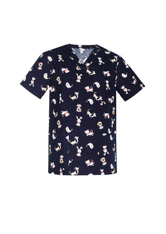 BIZ CARE Mens Printed Best Friends Scrub Top CST147MS Clearance