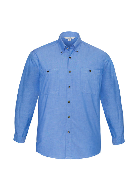 BIZ COLLECTION Mens Chambray Long Sleeve Shirt SH112