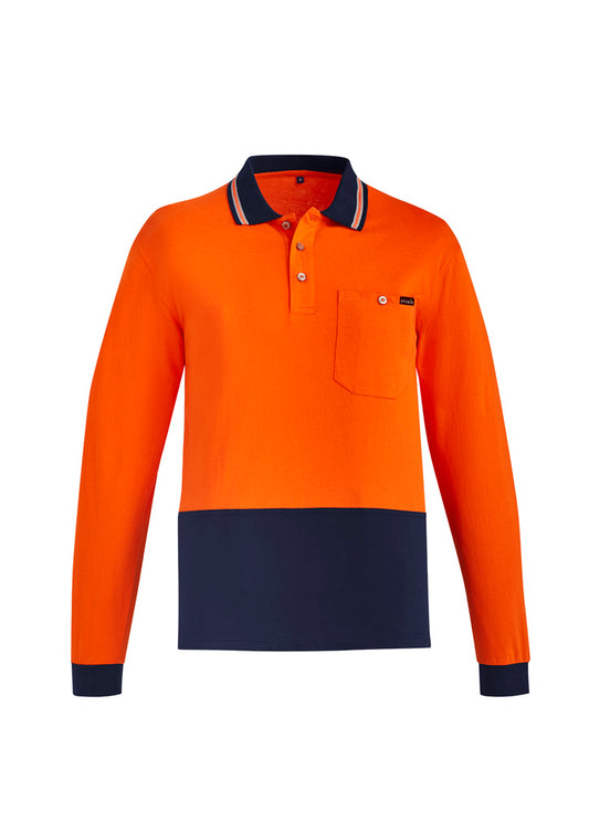 SYZMIK Mens Hi Vis Cotton Long Sleeve Polo ZH430