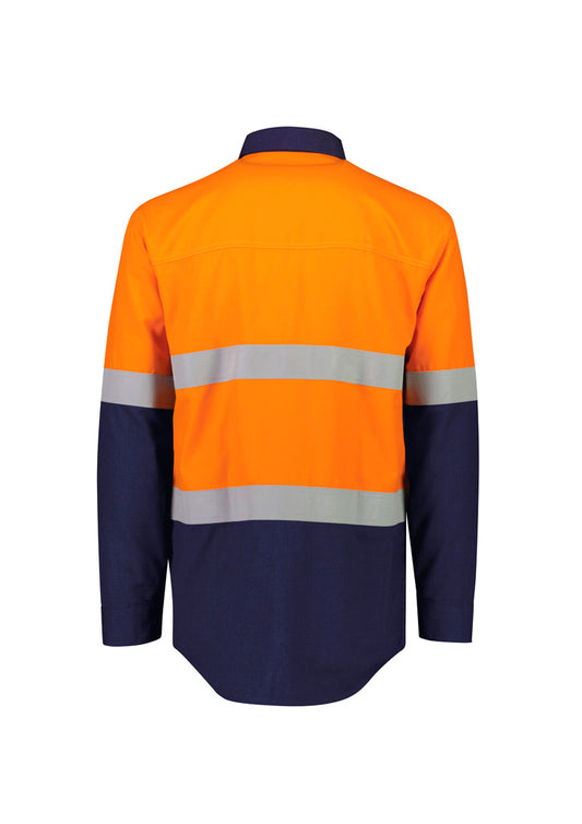 SYZMIK Mens Orange Flame Lightweight Ripstop Shirt - Hoop Taped ZW180