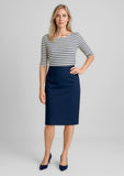 BIZ CORPORATES Womens Comfort Wool Stretch Relaxed Fit Lined Skirt 24011