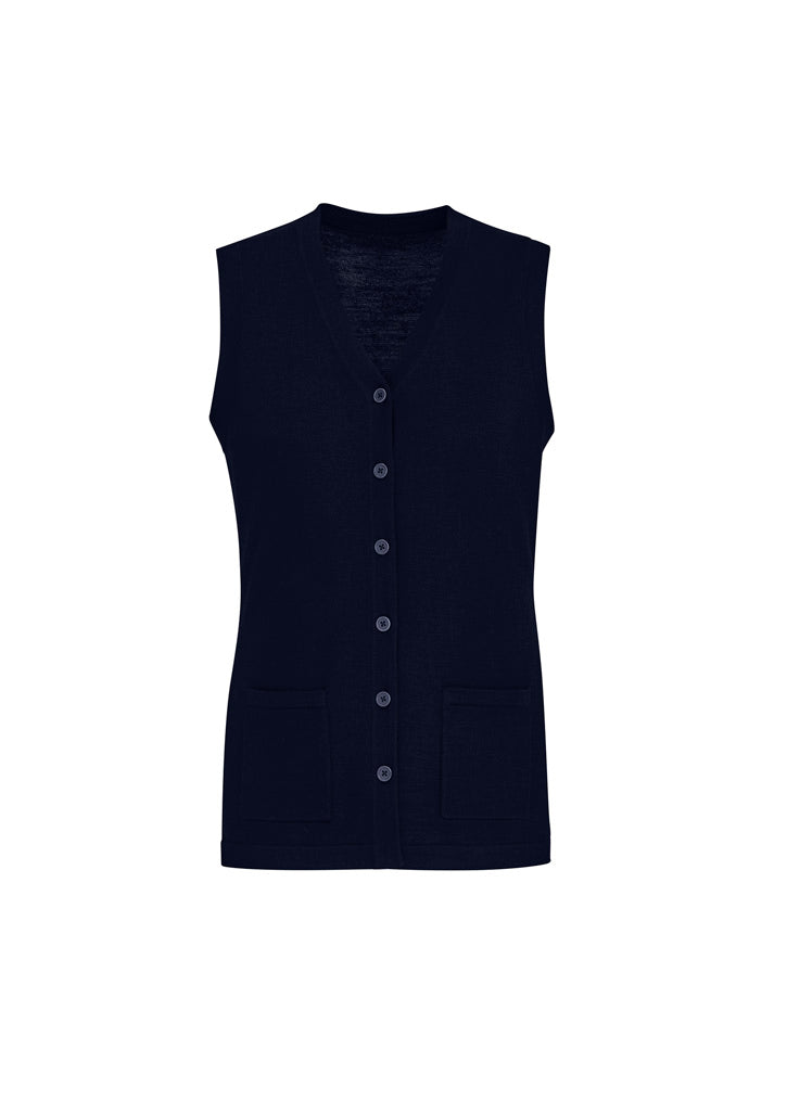BIZ CARE Womens Button Front Knit Vest CK961LV