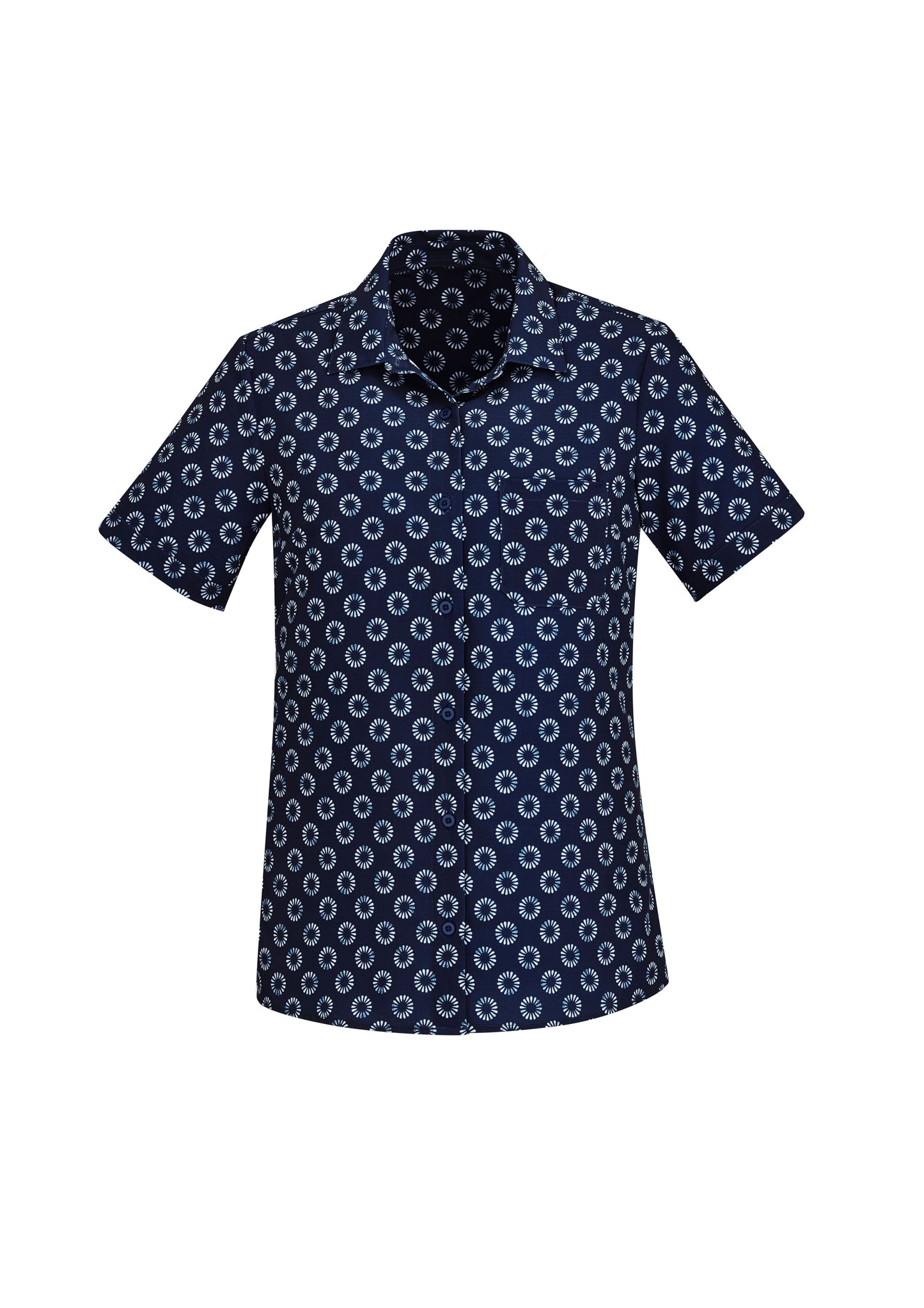 BIZ CARE Womens Florence Daisy Print Short Sleeve Shirt CS948LS
