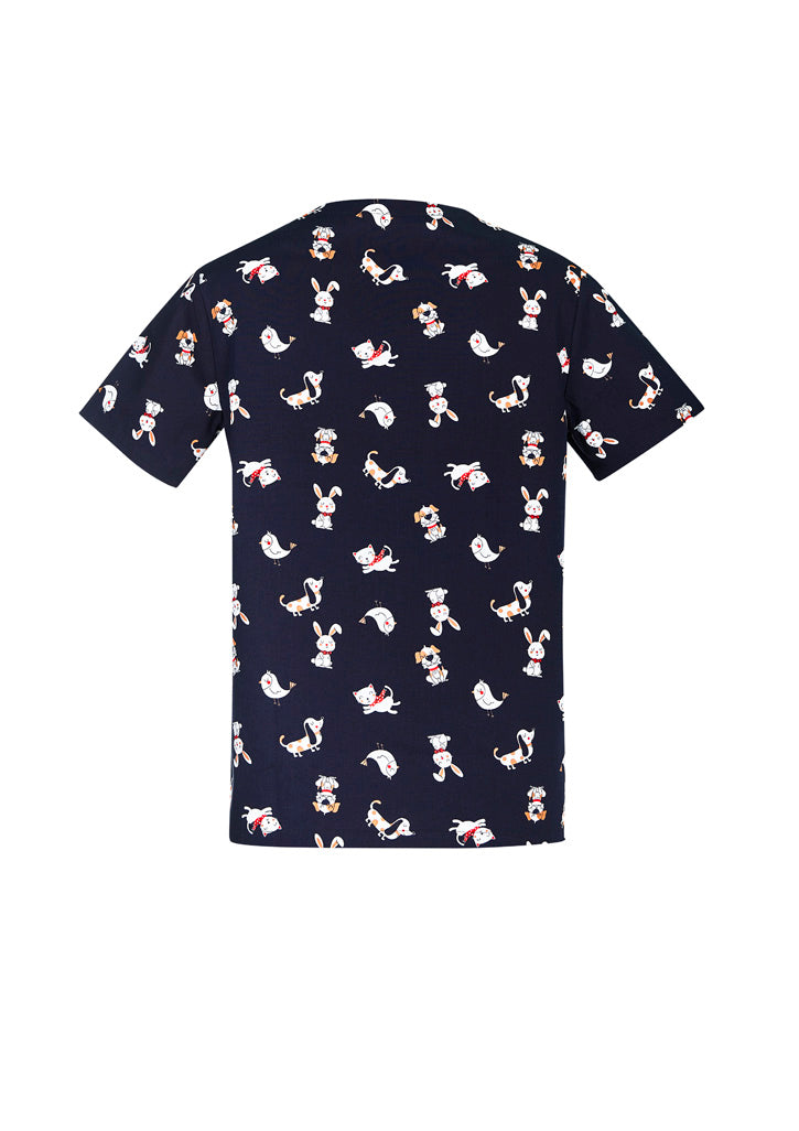 BIZ CARE Mens Printed Best Friends Scrub Top CST147MS Clearance