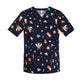 BIZ CARE Womens Printed Space Party Scrub Top CST148LS Clearance