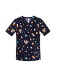 BIZ CARE Womens Printed Space Party Scrub Top CST148LS Clearance