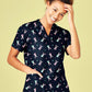 BIZ CARE Womens Easter V-Neck Short Sleeve Scrub Top CST152LS