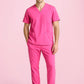 BIZ CARE Unisex Pink V-Neck Scrub Top CST250US