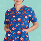 BIZ CARE Womens Christmas V-Neck Short Sleeve Scrub Top CST346LS