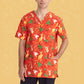 BIZ CARE Mens Christmas V-Neck Short Sleeve Scrub Top CST346MS