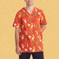BIZ CARE Mens Christmas V-Neck Short Sleeve Scrub Top CST346MS