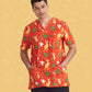 BIZ CARE Mens Christmas V-Neck Short Sleeve Scrub Top CST346MS