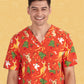 BIZ CARE Mens Christmas V-Neck Short Sleeve Scrub Top CST346MS