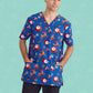 BIZ CARE Mens Christmas V-Neck Short Sleeve Scrub Top CST346MS