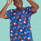 BIZ CARE Mens Christmas V-Neck Short Sleeve Scrub Top CST346MS