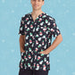 BIZ CARE Mens Christmas V-Neck Short Sleeve Scrub Top CST346MS
