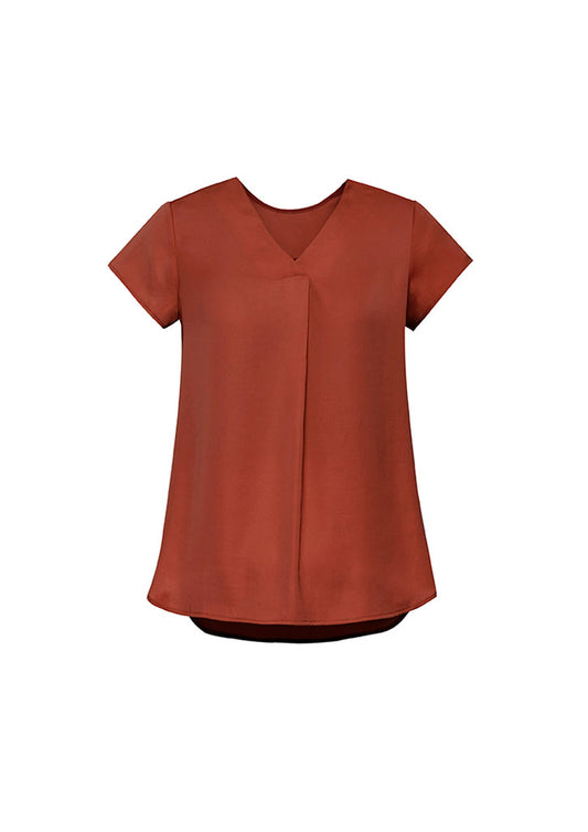 BIZ CORPORATES Womens Kayla V-Neck Pleat Blouse RB967LS Clearance