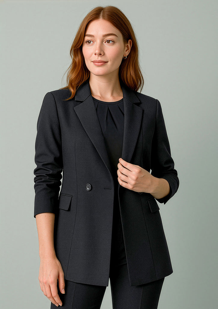 BIZ CORPORATES Womens Renew Double Breasted Longline Jacket RJ400L