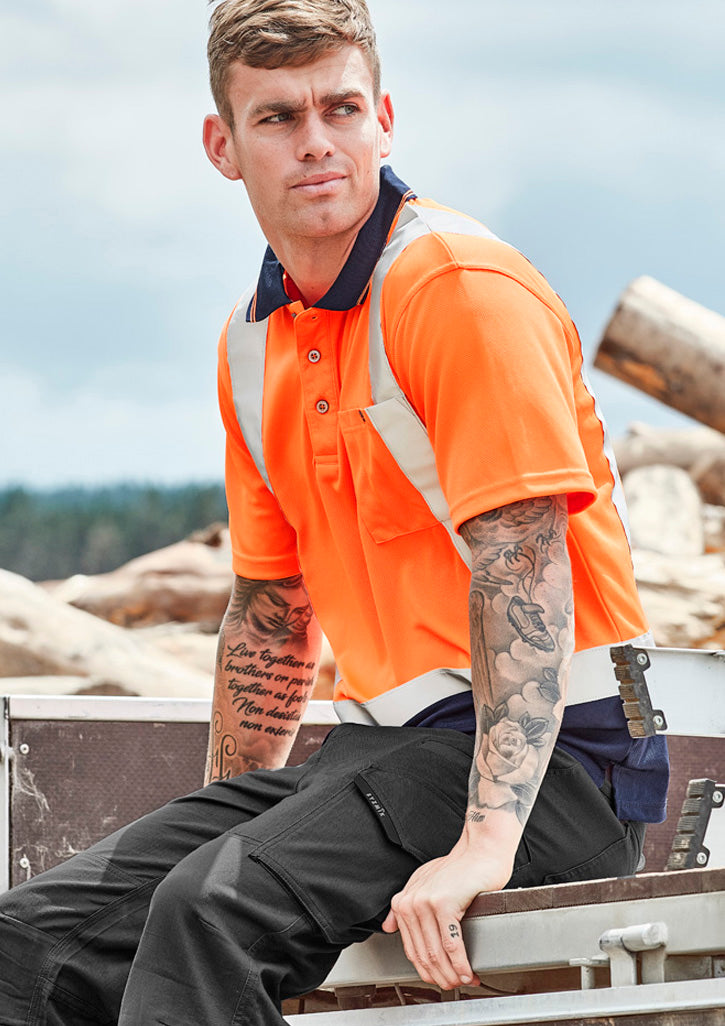 SYZMIK Mens Hi Vis Spliced Short Sleeve Polo - Shoulder Taped ZH233