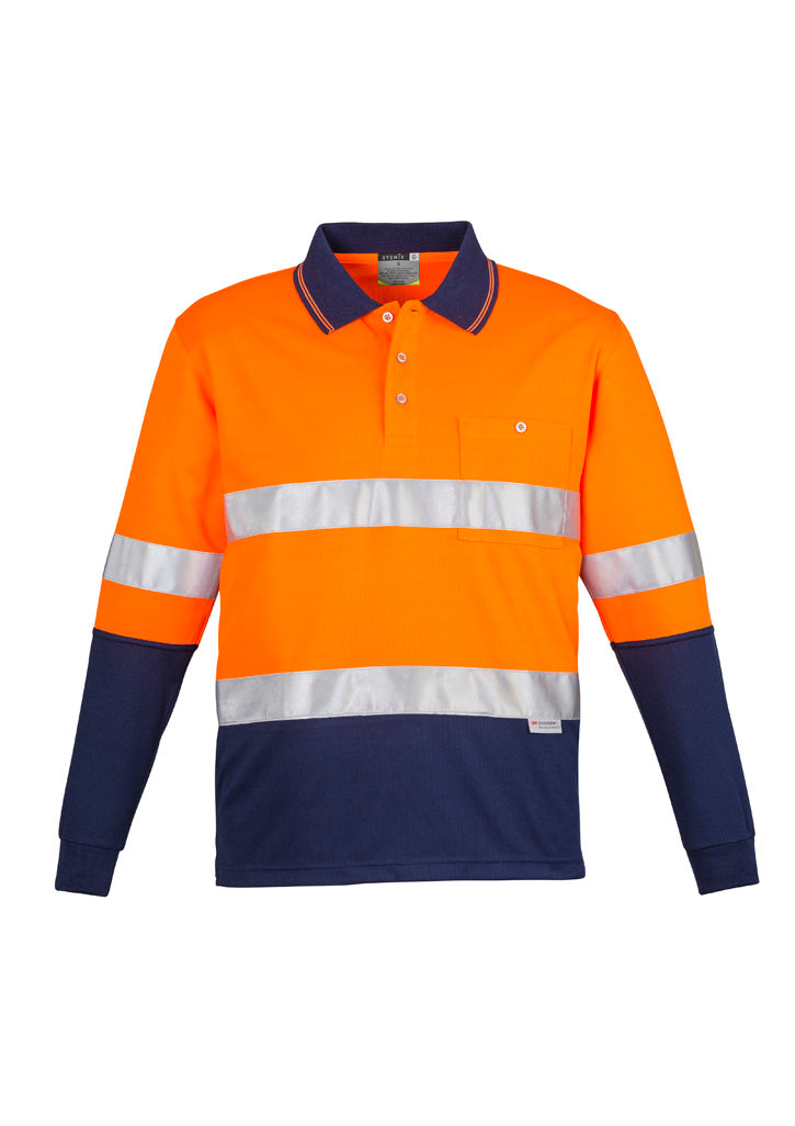 SYZMIK Mens Hi Vis Spliced Long Sleeve Polo - Hoop Taped ZH235