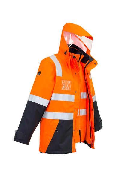SYZMIK Mens Hi Vis 4 In 1 Waterproof Jacket ZJ532
