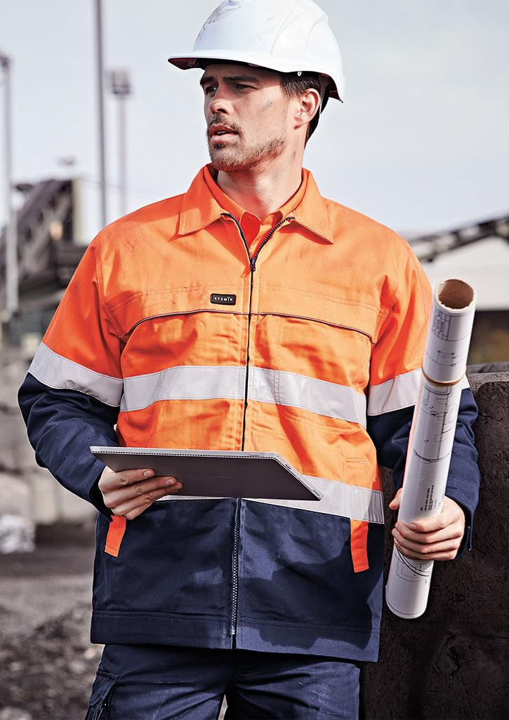 SYZMIK Mens Hi Vis Cotton Drill Jacket ZJ590