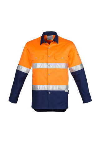 SYZMIK Mens Industrial Long Sleeve Shirt - Hoop Taped ZW123
