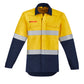 SYZMIK Mens Orange Flame Hi Vis Open Front Spliced Shirt - Hoop Taped ZW140
