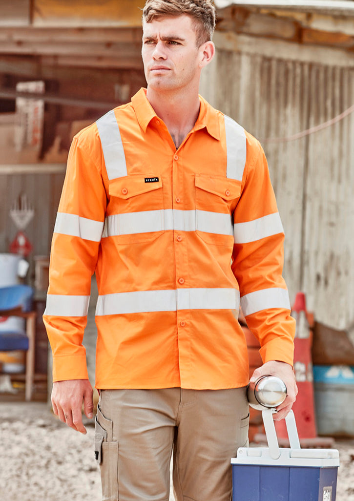 SYZMIK Mens Bio Motion VIC Rail Long Sleeve Shirt ZW680
