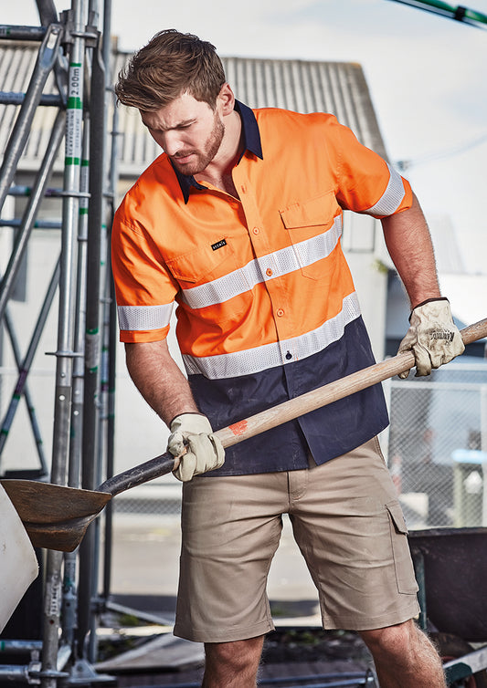 SYZMIK Mens Rugged Cooling Hi Vis Taped Short Sleeve Shirt ZW835